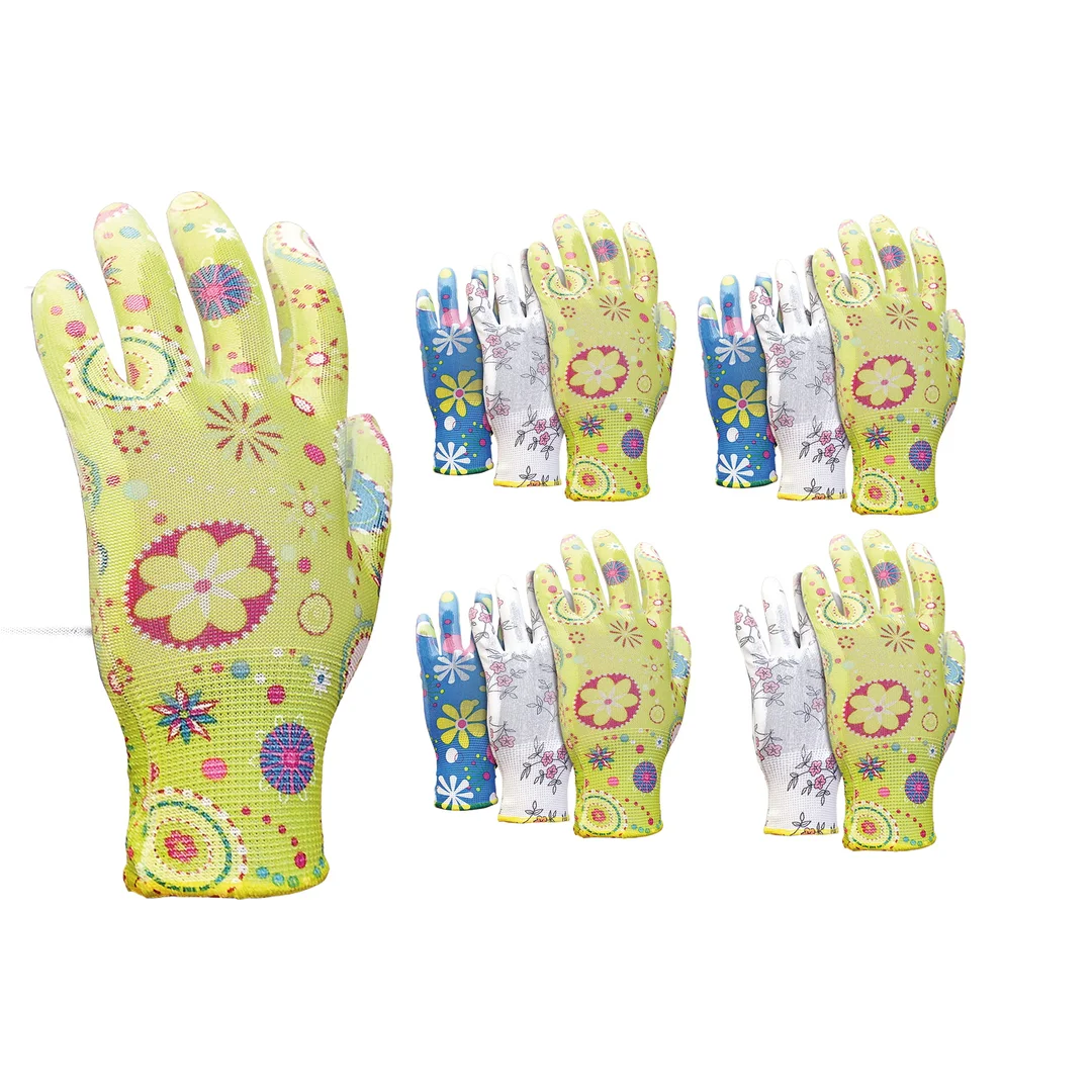 Rękawice ogrodowe / Kolorowe / RGARDEN-PU - 12 Par (6 - XS)