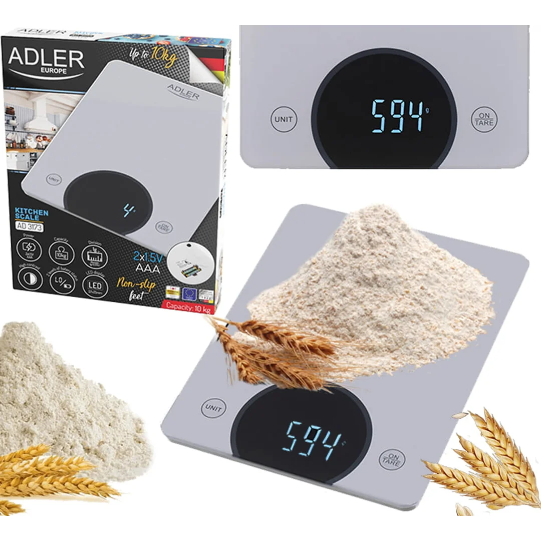Waga Kuchenna - do 10kg - LED ADLER AD 3173 silver