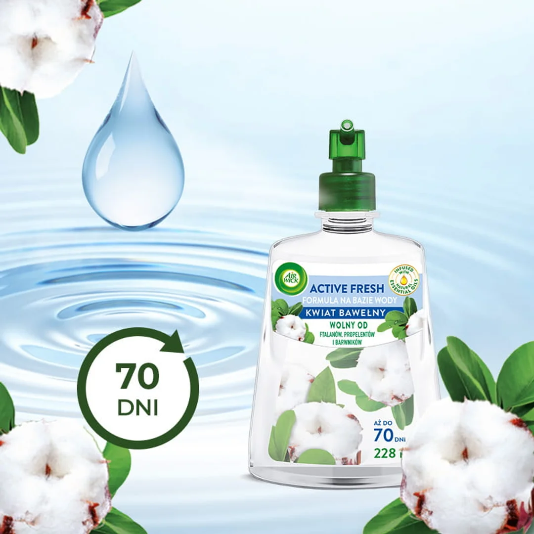Air Wick Active Fresh Wkład Kwiat Bawełny/Fresh Cotton 228 ml — zdjęcie 2