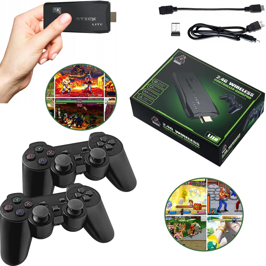 Konsola Do Gier Retro TV Hal Star 2 Pady Bezprzewodowe HDMI 64GB 20000 Gier — zdjęcie 2