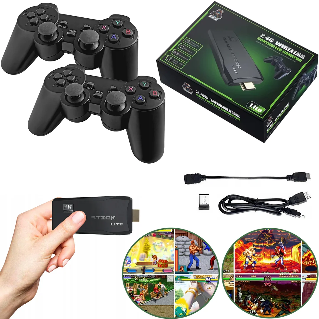 Konsola Do Gier Retro TV Hal Star 2 Pady Bezprzewodowe HDMI 64GB 20000 Gier — zdjęcie 3
