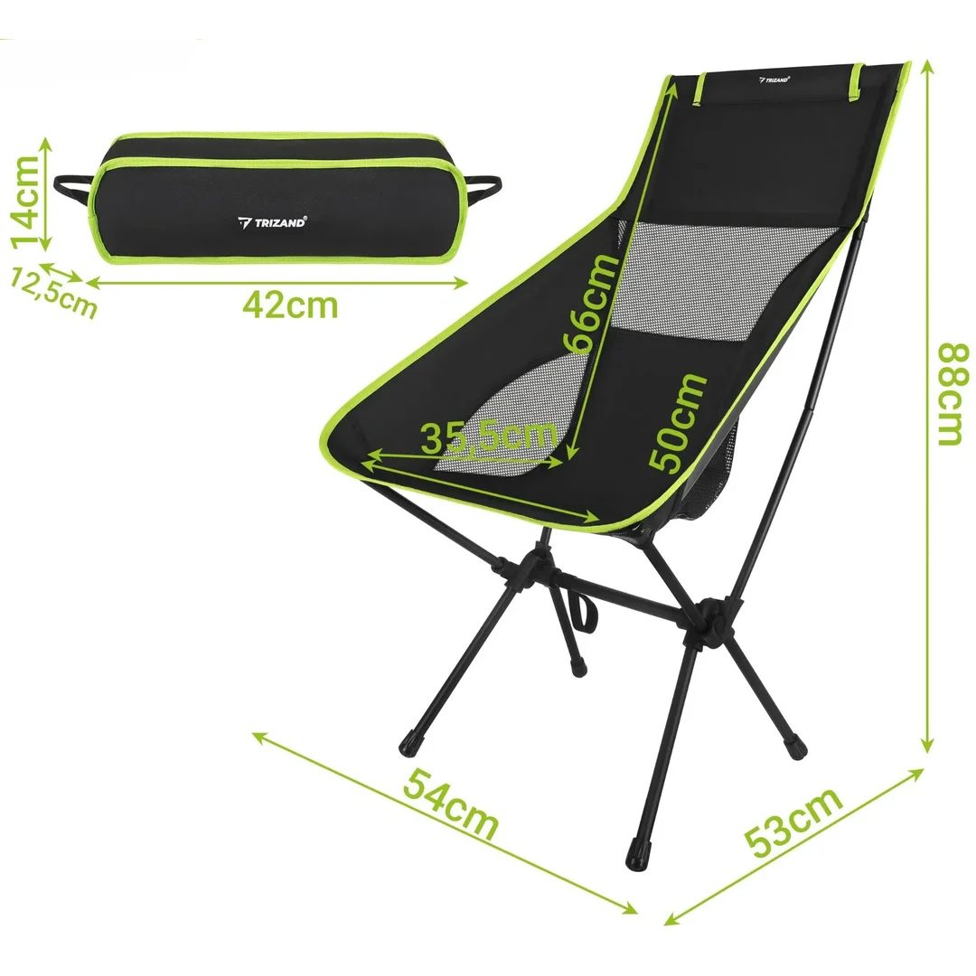 Krzesło Wędkarskie Składane Czarne Z Pokrowcem 41x52x86cm 120kg TRIZAND 27778 — zdjęcie 6
