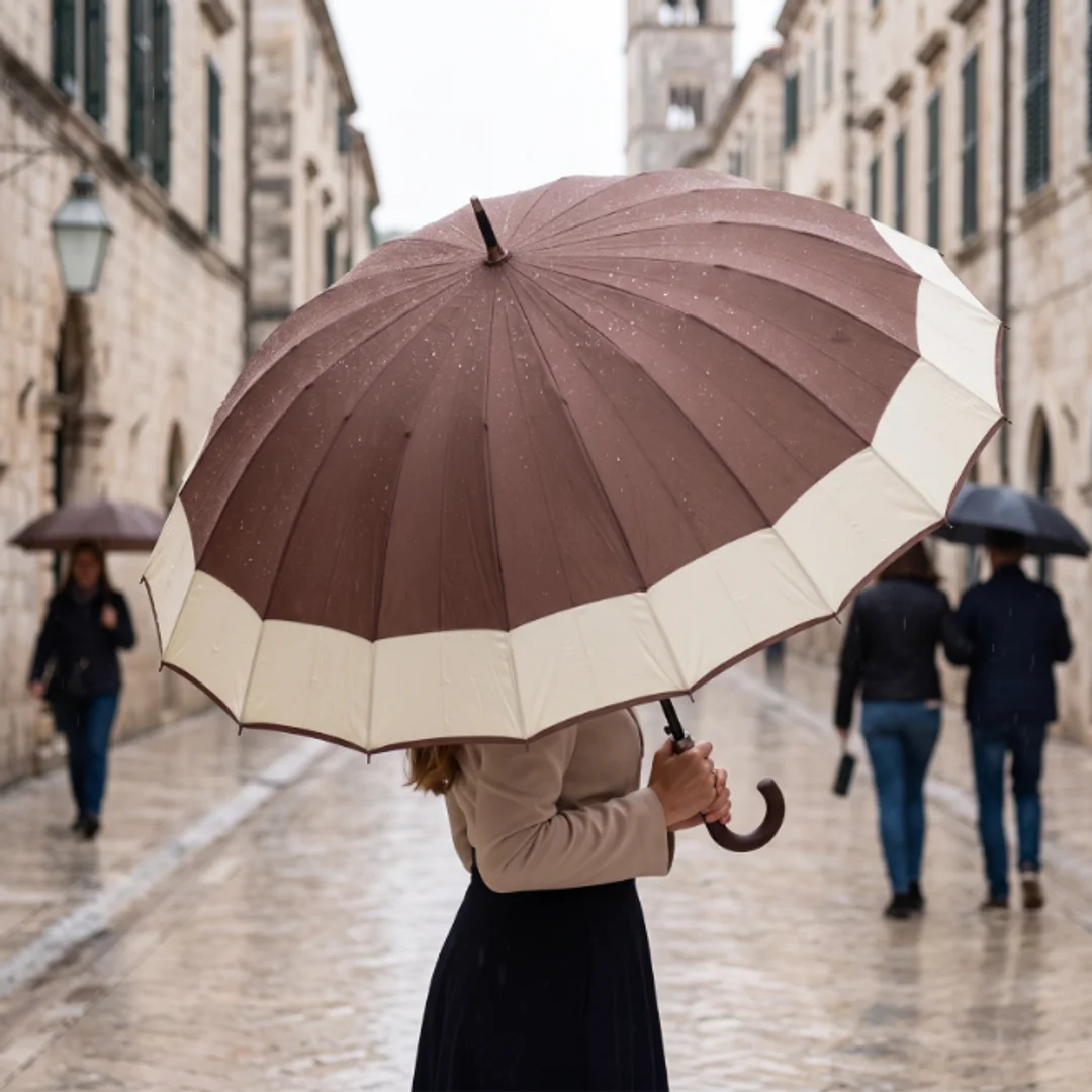 Parasol Długi Elegancki XXL 16 Drutów Brązowy 25016_BR — zdjęcie 7