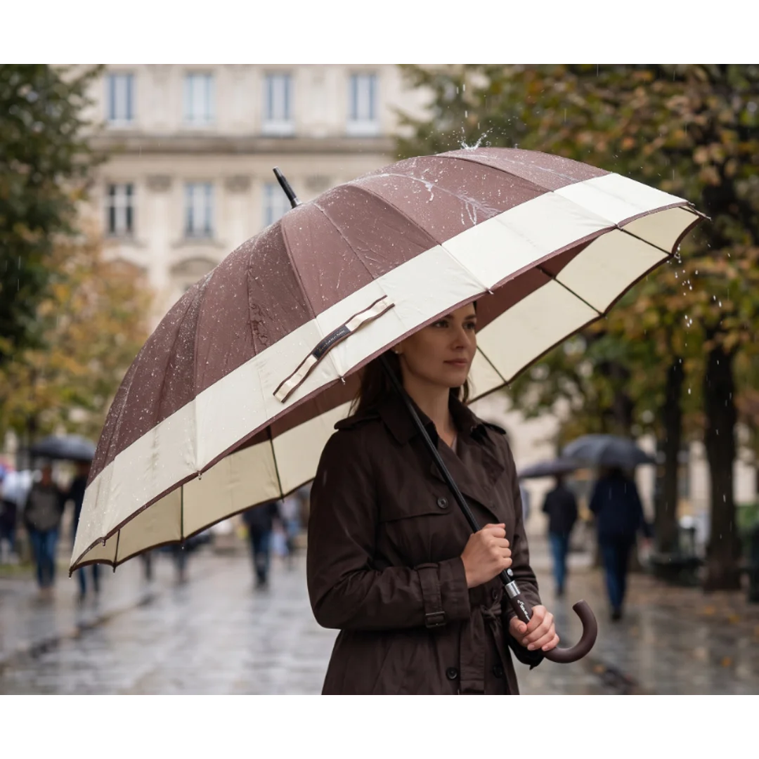Parasol Długi Elegancki XXL 16 Drutów Brązowy 25016_BR — zdjęcie 8