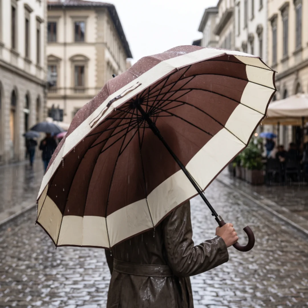 Parasol Długi Elegancki XXL 16 Drutów Brązowy 25016_BR — zdjęcie 9
