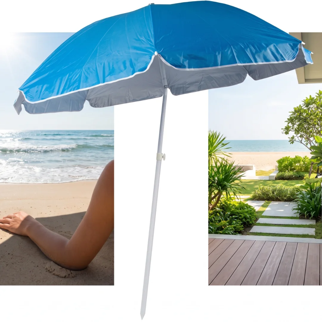 Parasol Plażowy Ogrodowy Balkonowy Duży XXl Z Filtrem UV 210cm Składany 14416 — zdjęcie 3
