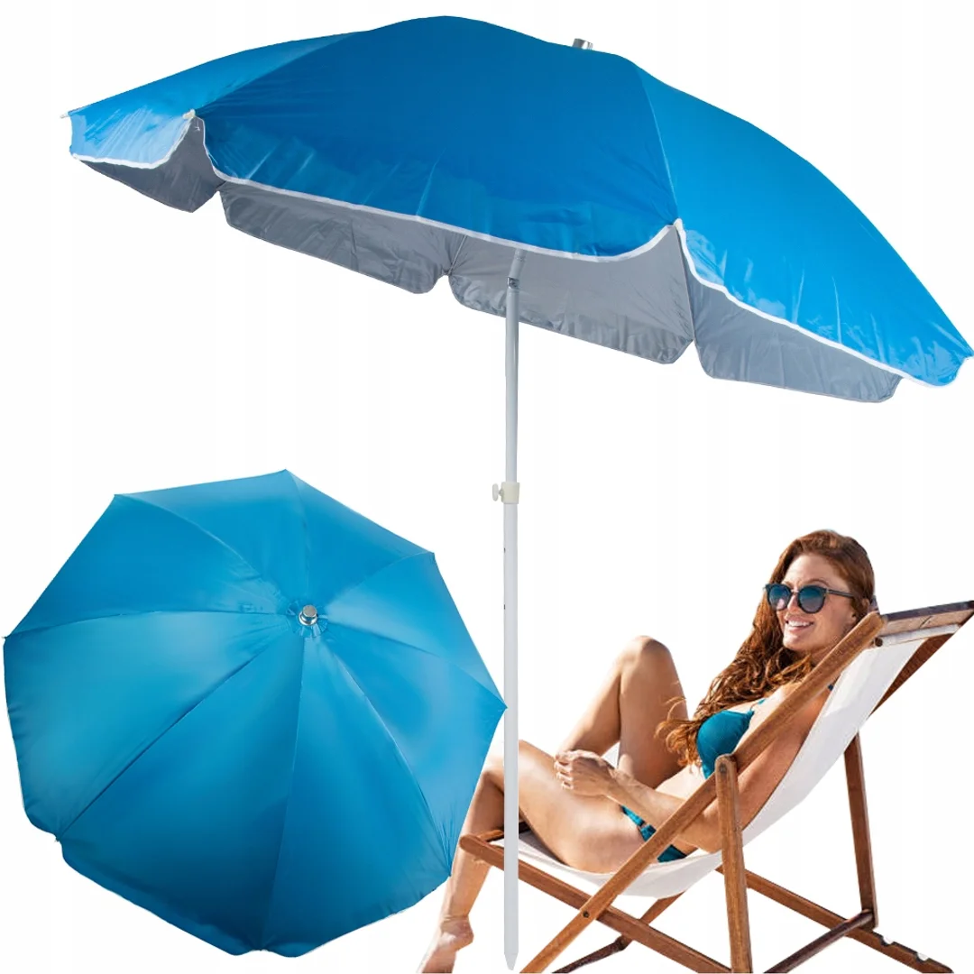 Parasol Plażowy Ogrodowy Balkonowy Duży XXl Z Filtrem UV 210cm Składany 14416 — zdjęcie 6