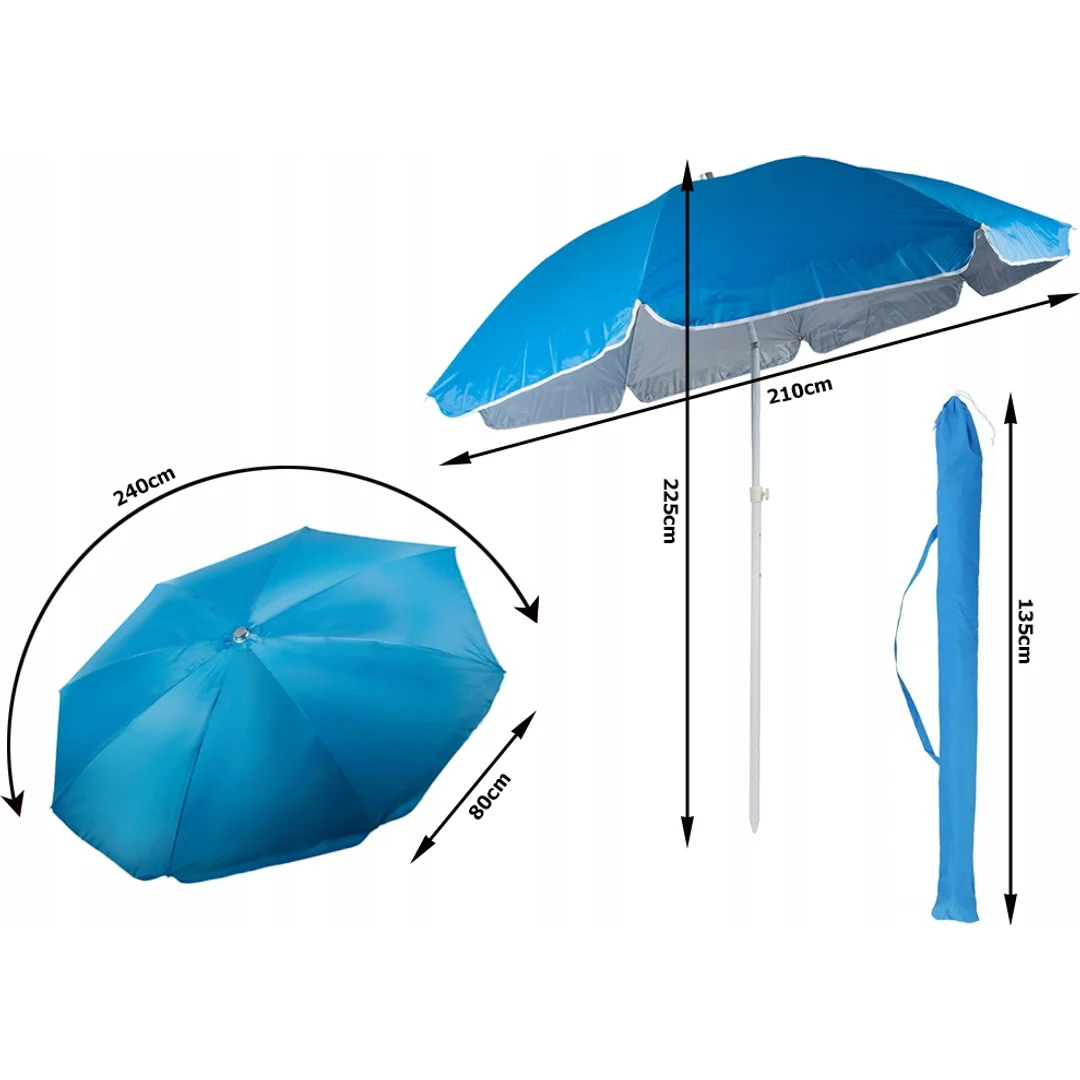 Parasol Plażowy Ogrodowy Balkonowy Duży XXl Z Filtrem UV 210cm Składany 14416 — zdjęcie 11