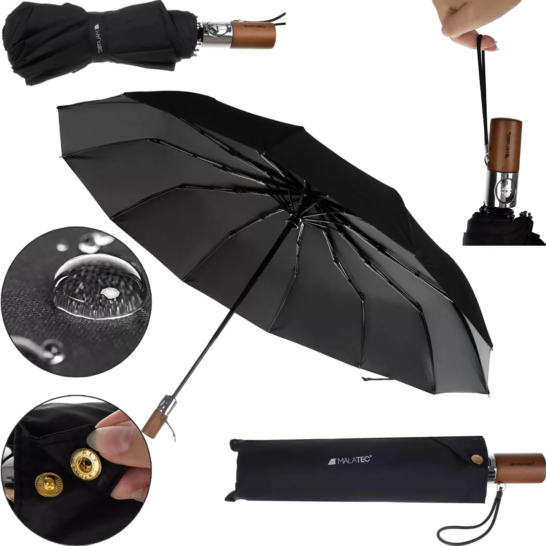 Parasol Składany Automatyczny Czarny 12 Drutów Pokrowiec 19368 — zdjęcie 3