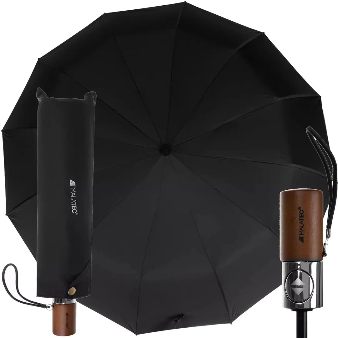 Parasol Składany Automatyczny Czarny 12 Drutów Pokrowiec 19368 — zdjęcie 5