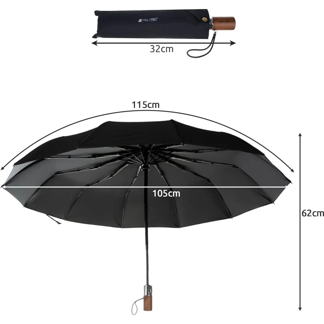 Parasol Składany Automatyczny Czarny 12 Drutów Pokrowiec 19368 — zdjęcie 6