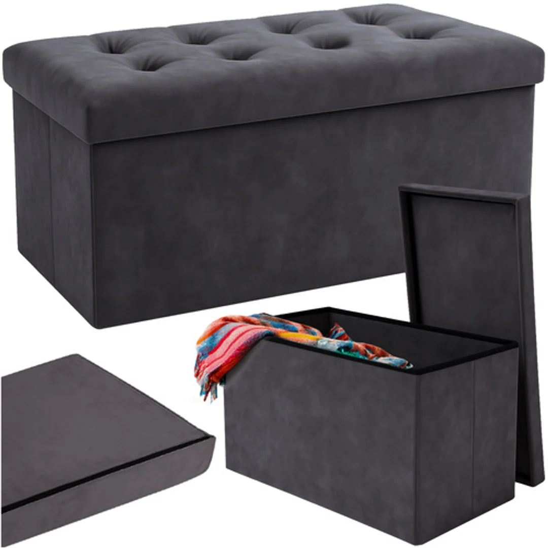Pufa Welurowa Składana Ciemnoszara 76x38x38cm Ruhhy 26130 — zdjęcie 8