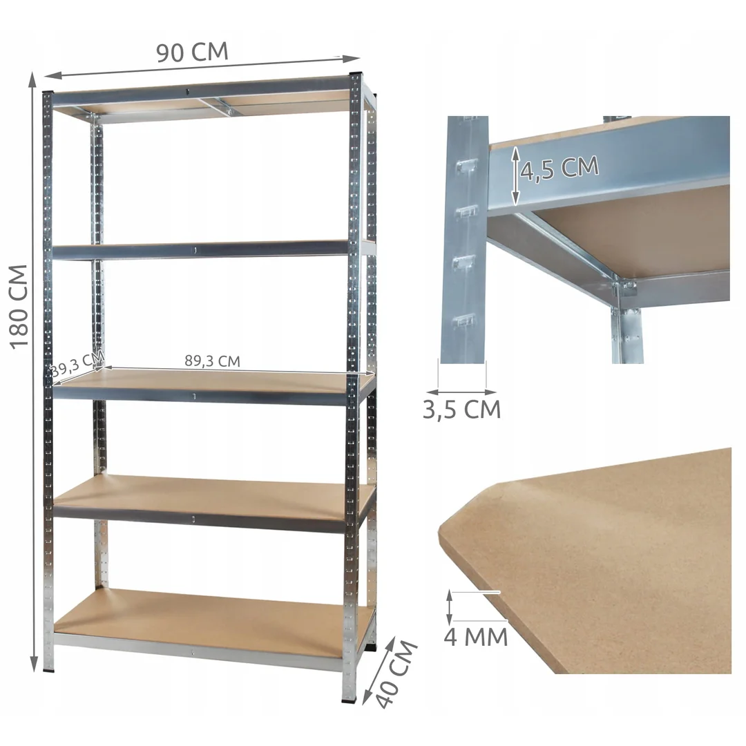 Regał magazynowy 180x90x40 cm - 5 Półek — zdjęcie 5