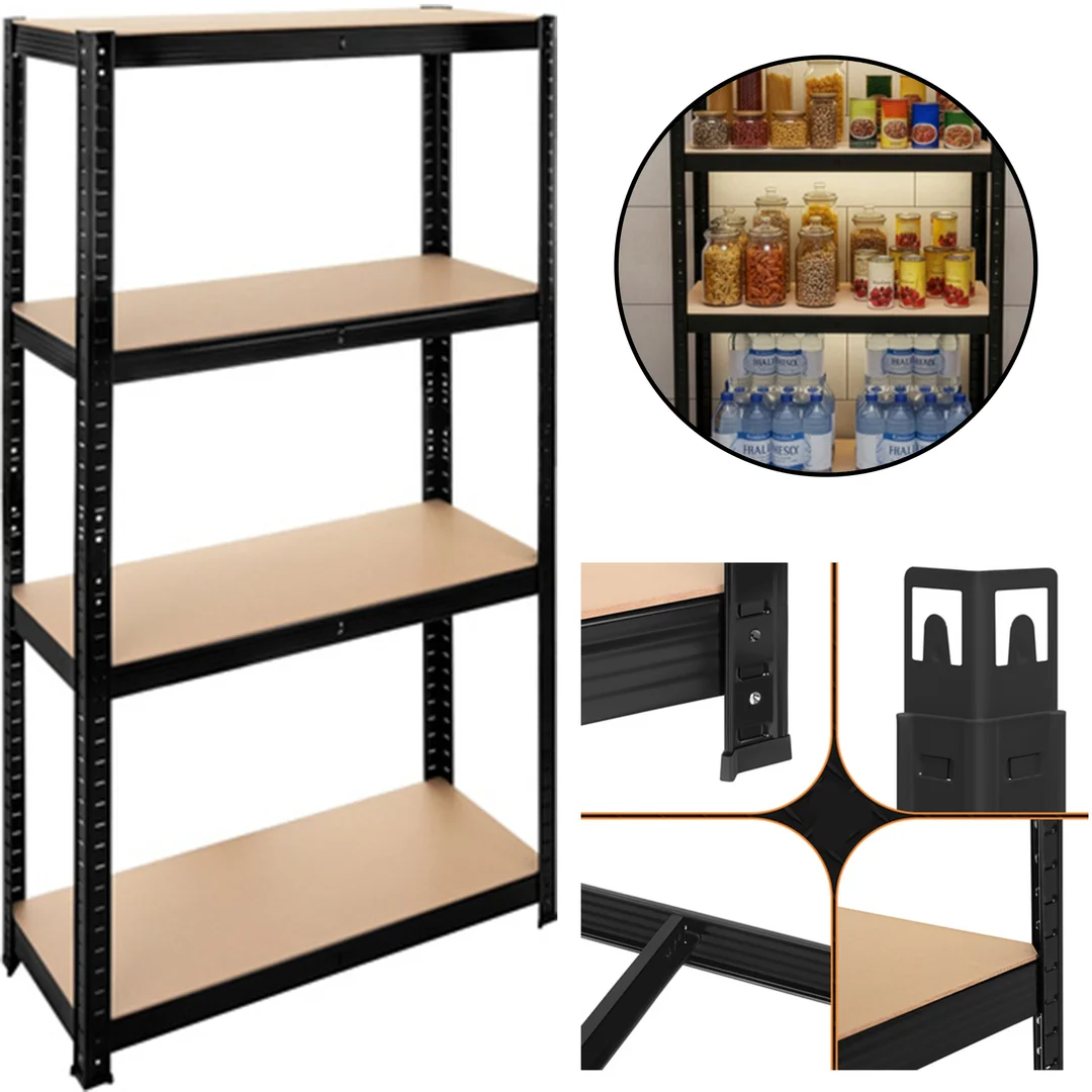 Regał Magazynowy PAKO Czarny 150x75x30 4 Półki 700 Kg — zdjęcie 2