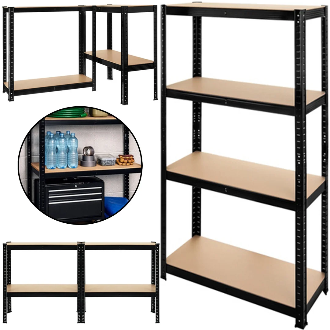 Regał Magazynowy PAKO Czarny 150x75x30 4 Półki 700 Kg — zdjęcie 3