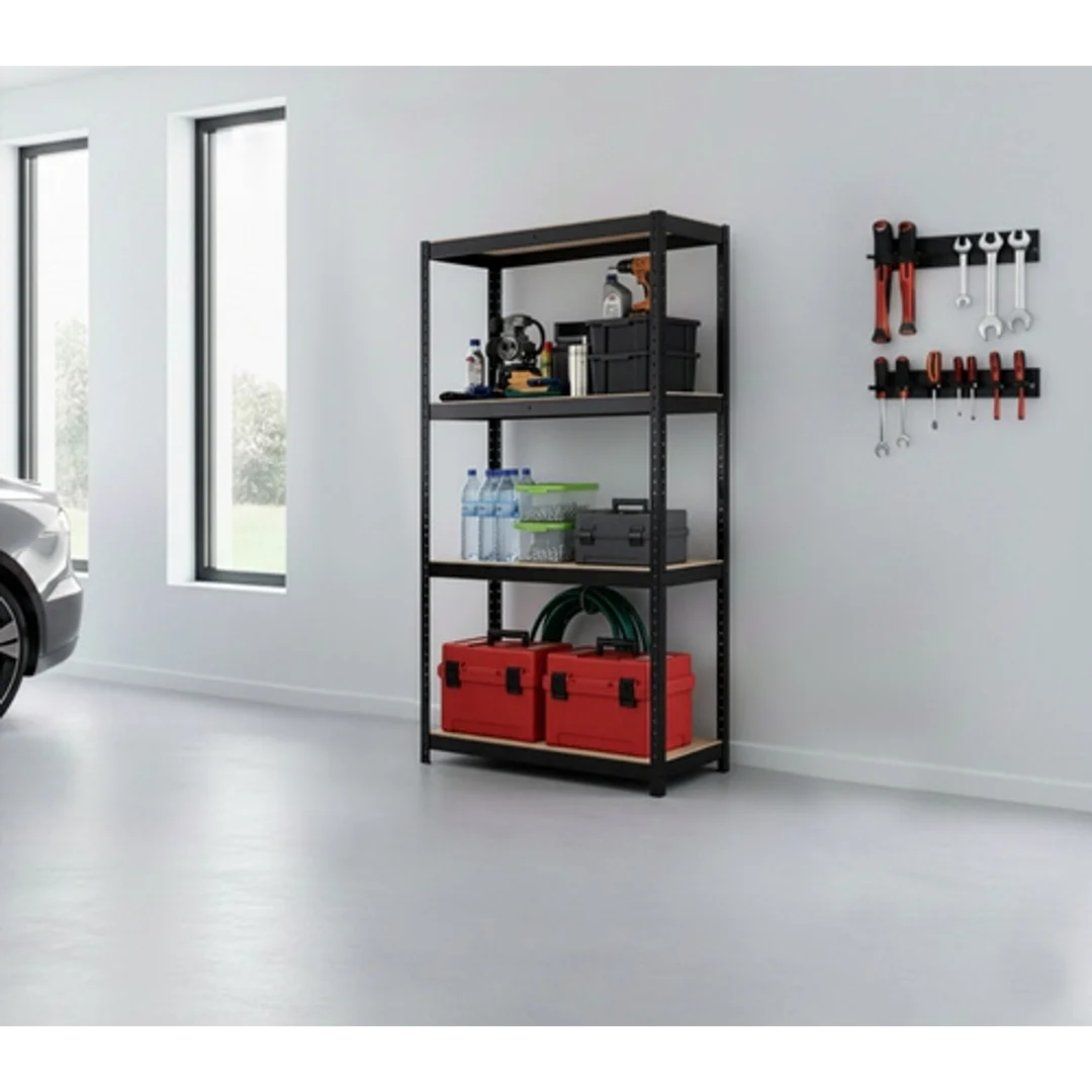 Regał Magazynowy PAKO Czarny 150x75x30 4 Półki 700 Kg — zdjęcie 20