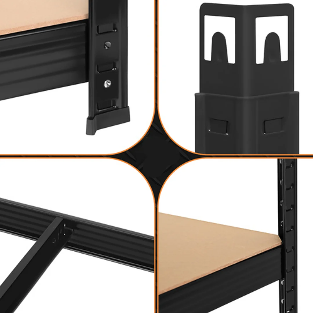 Regał Magazynowy PAKO Czarny 150x75x30 4 Półki 700 Kg — zdjęcie 21