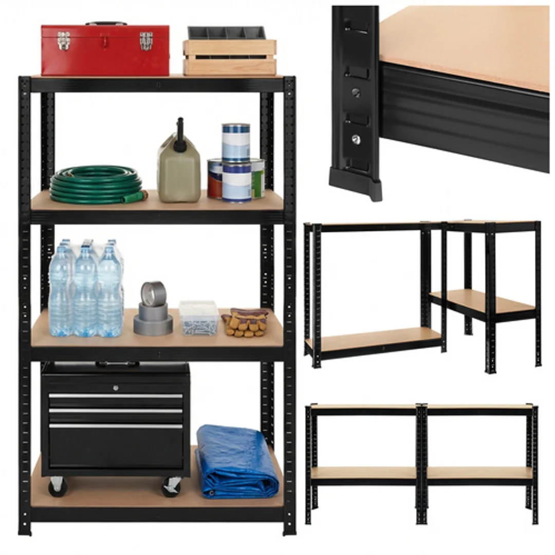 Regał Magazynowy PAKO Czarny 150x75x30 4 Półki 700 Kg — zdjęcie 4