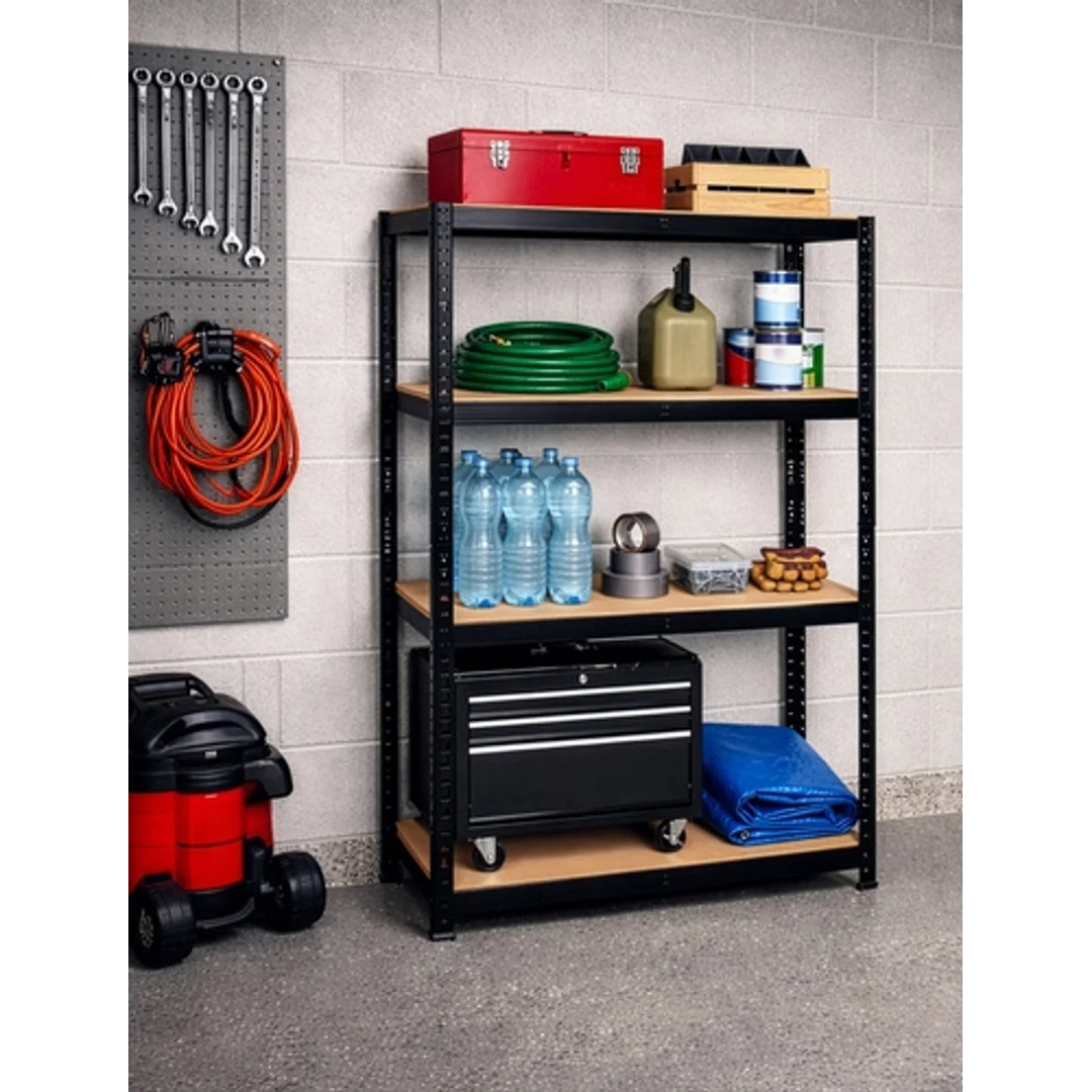 Regał Magazynowy PAKO Czarny 150x75x30 4 Półki 700 Kg — zdjęcie 24