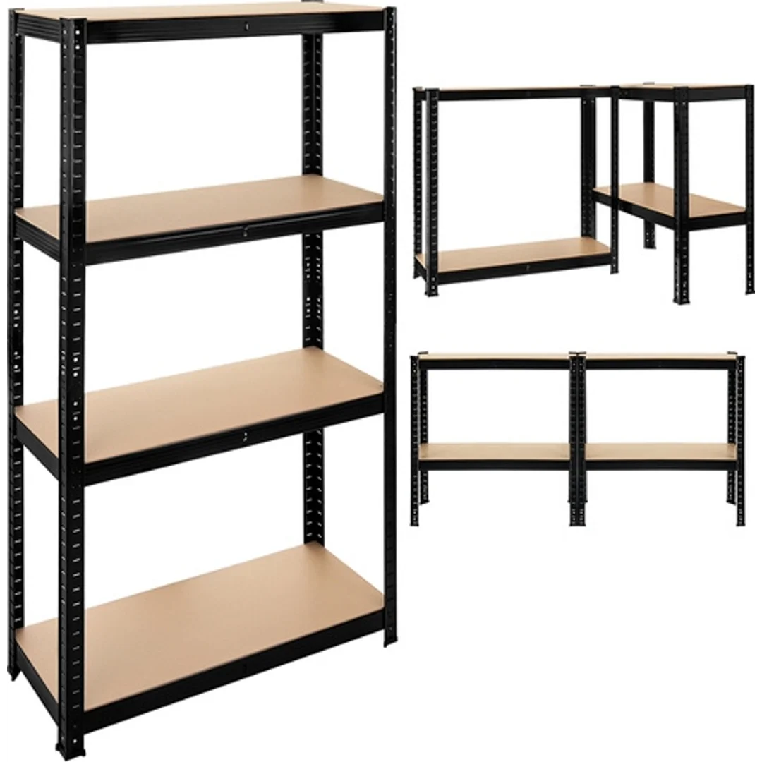 Regał Magazynowy PAKO Czarny 150x75x30 4 Półki 700 Kg — zdjęcie 25