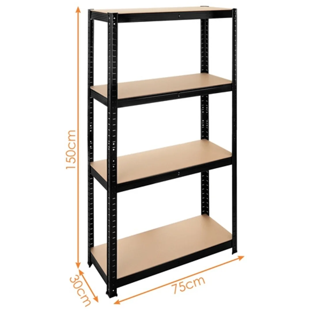 Regał Magazynowy PAKO Czarny 150x75x30 4 Półki 700 Kg — zdjęcie 6