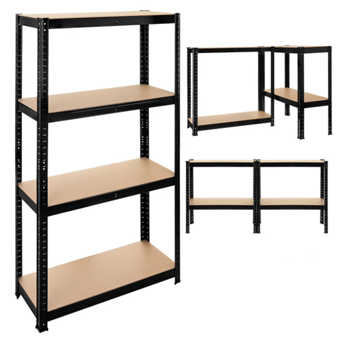 Regał Magazynowy PAKO Czarny 150x75x30 4 Półki 700 Kg — zdjęcie 7
