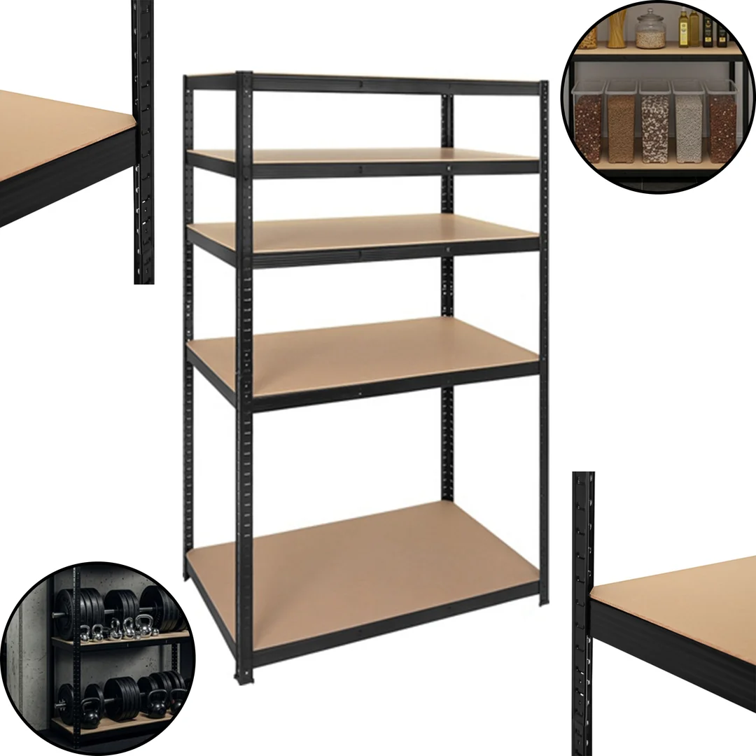 Regał Magazynowy PAKO Czarny 180x100x60 5 Półek 1000 Kg — zdjęcie 3