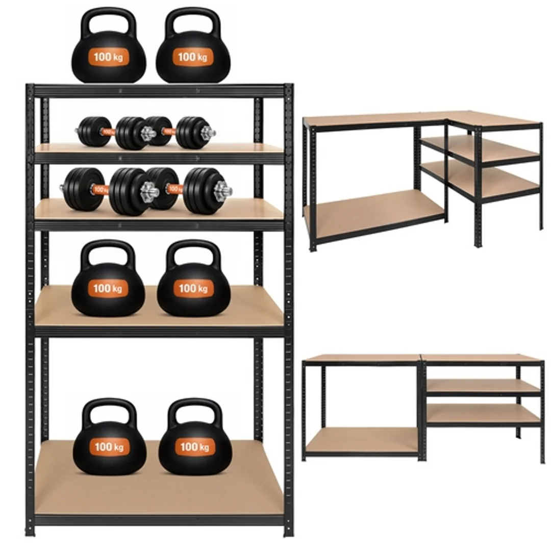 Regał Magazynowy PAKO Czarny 180x100x60 5 Półek 1000 Kg — zdjęcie 20