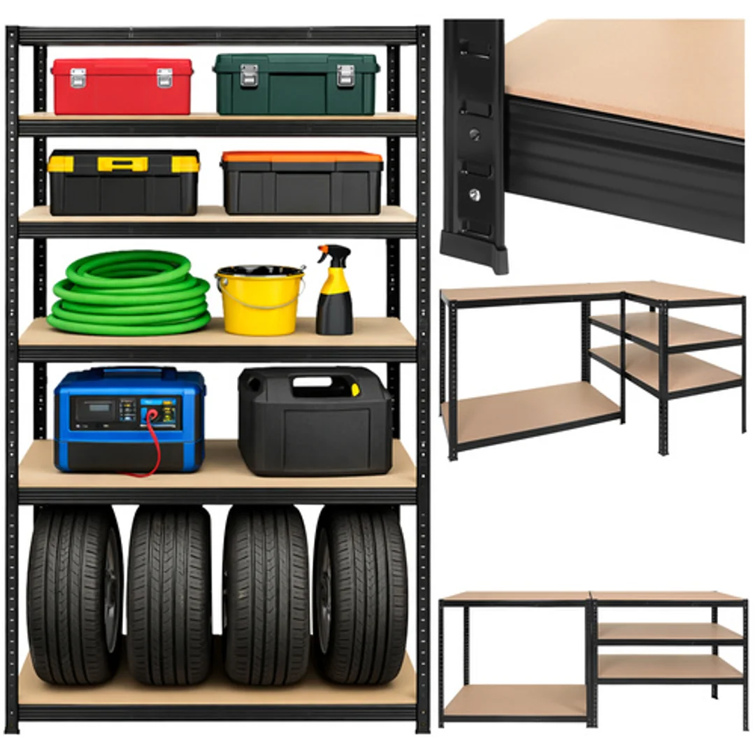 Regał Magazynowy PAKO Czarny 180x100x60 5 Półek 1000 Kg — zdjęcie 4