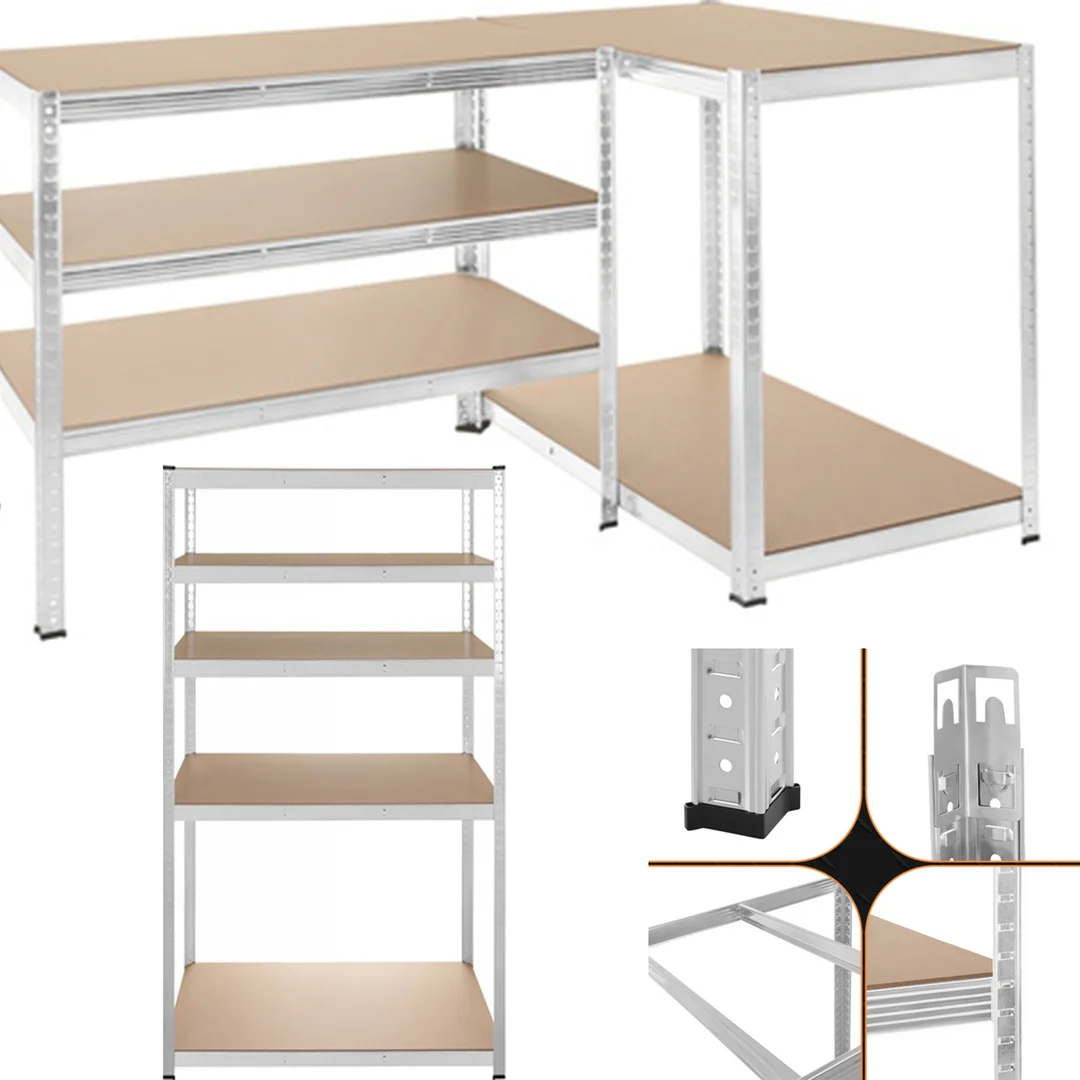 Regał Magazynowy PAKO Srebrny 180x100x60 5 Półek 1000 Kg — zdjęcie 3