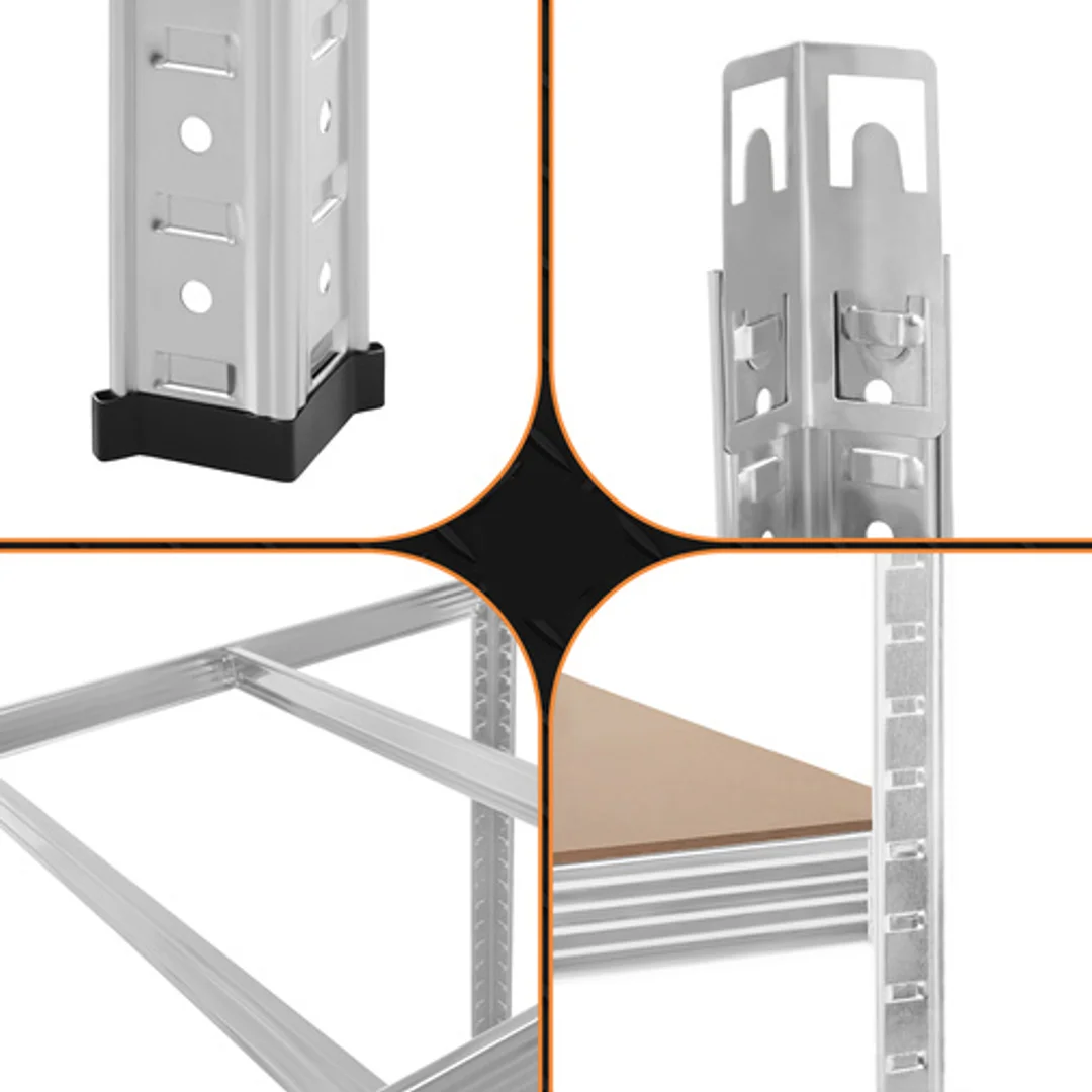 Regał Magazynowy PAKO Srebrny 180x100x60 5 Półek 1000 Kg — zdjęcie 19