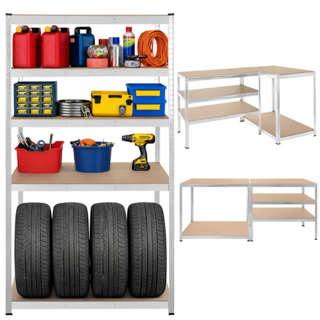 Regał Magazynowy PAKO Srebrny 180x100x60 5 Półek 1000 Kg — zdjęcie 22