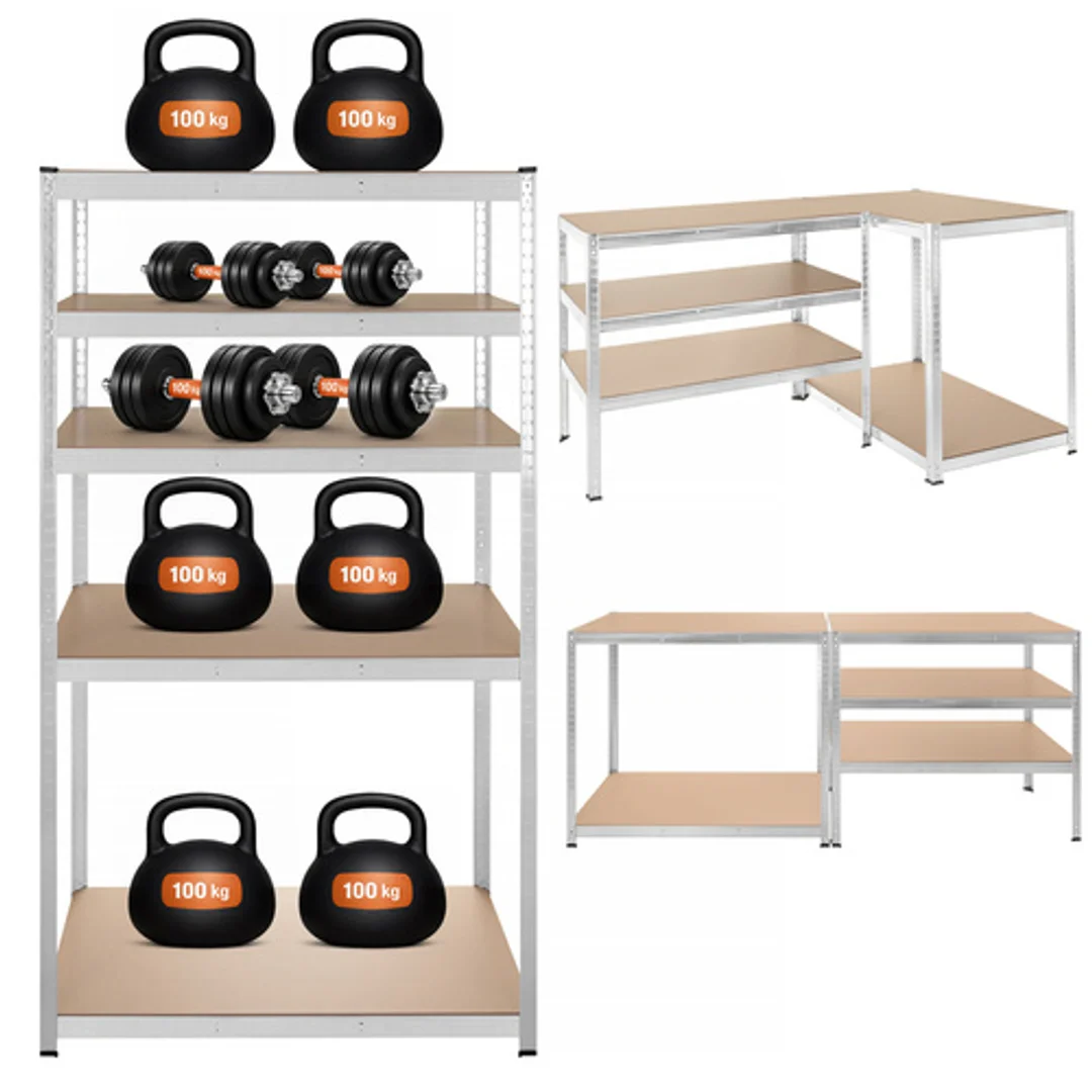Regał Magazynowy PAKO Srebrny 180x100x60 5 Półek 1000 Kg — zdjęcie 23