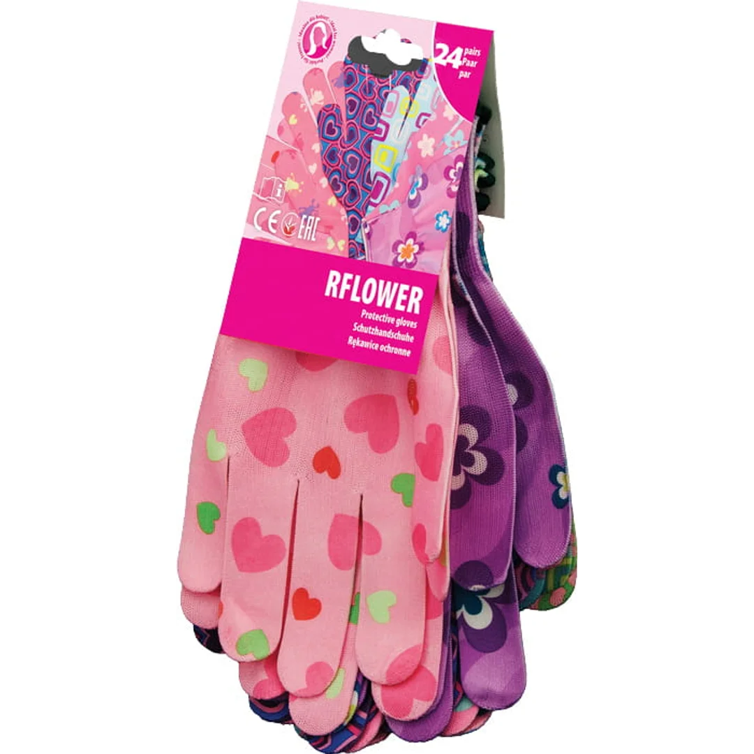 Rękawice ogrodowe / Kolorowe / RFLOWER - 24 Pary (7 - S) — zdjęcie 2