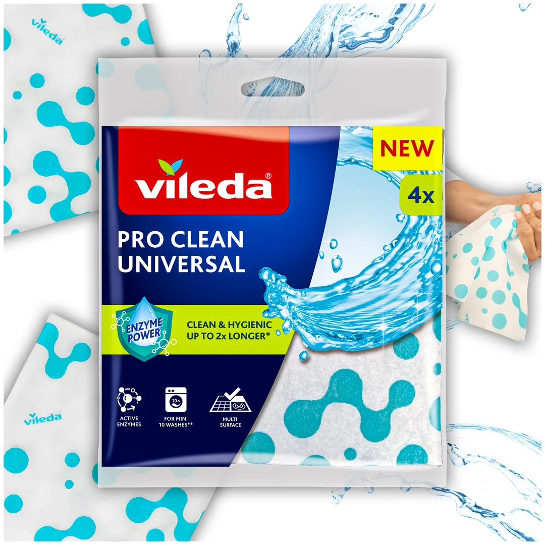Ściereczka uniwersalna z enzymami Vileda Pro Clean 4 szt. — zdjęcie 3