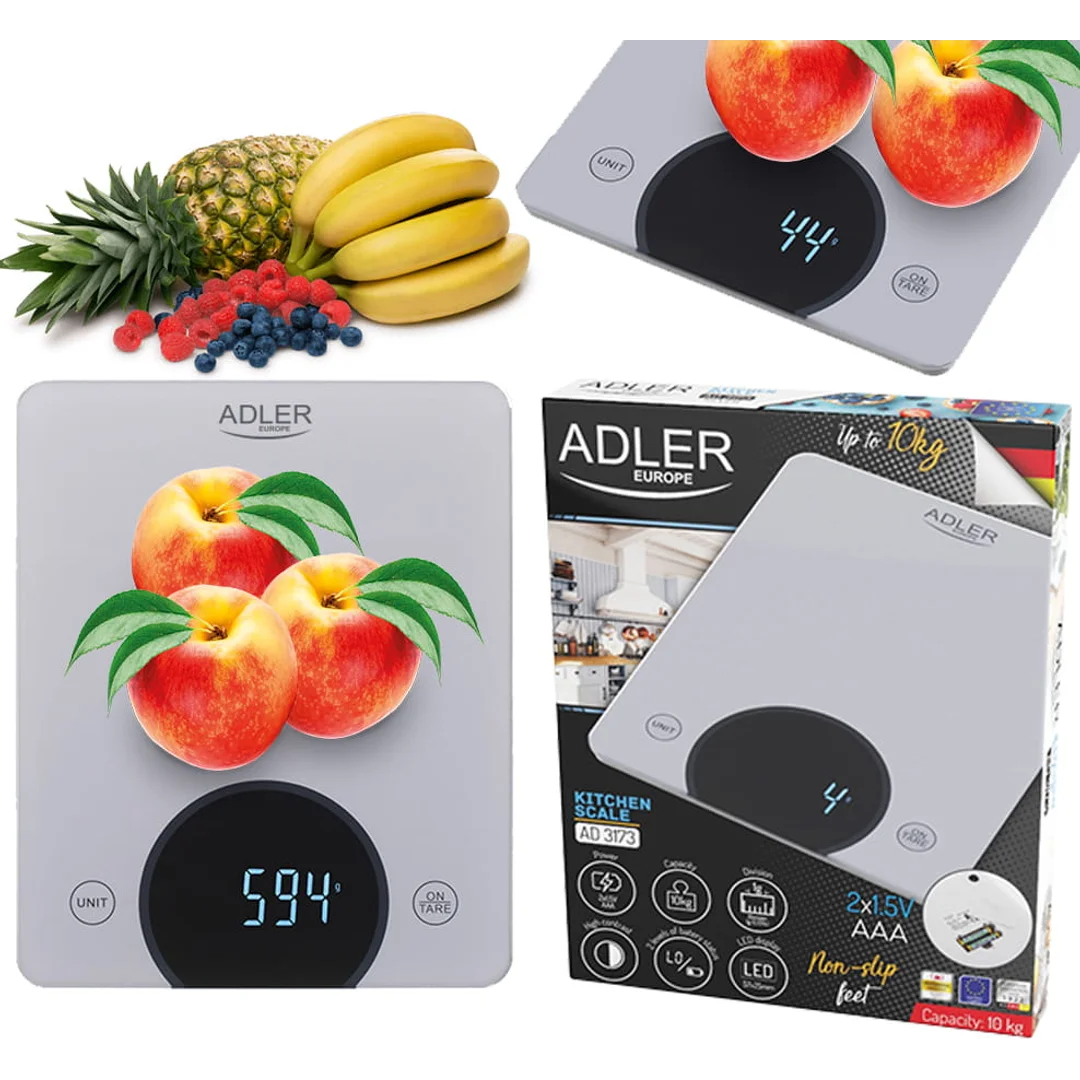 Waga Kuchenna - do 10kg - LED ADLER AD 3173 silver — zdjęcie 2