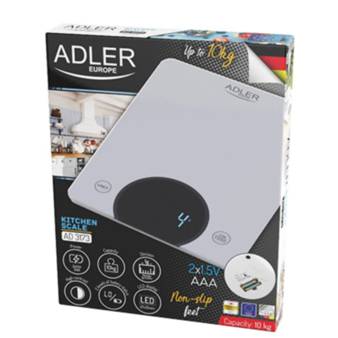 Waga Kuchenna - do 10kg - LED ADLER AD 3173 silver — zdjęcie 4