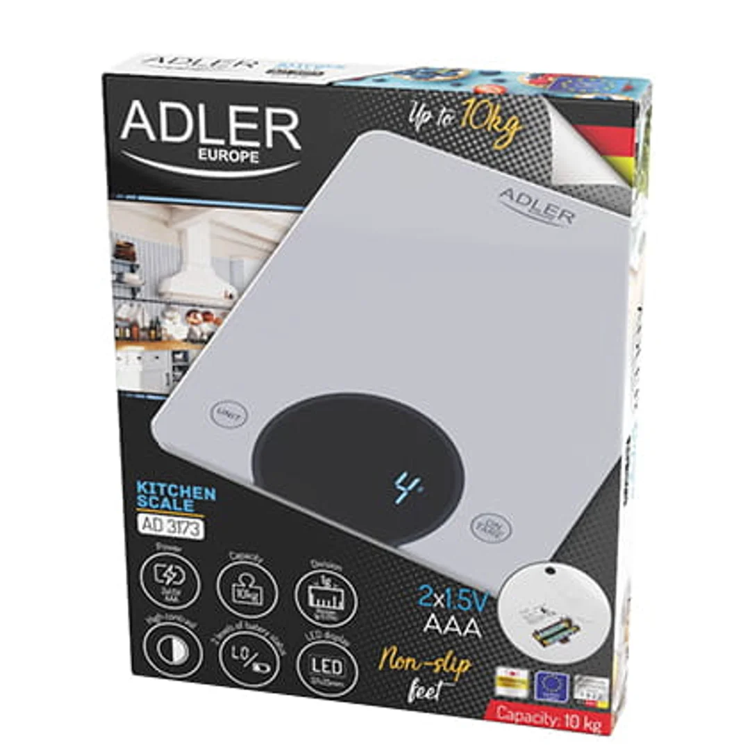 Waga Kuchenna - do 10kg - LED ADLER AD 3173 silver — zdjęcie 10