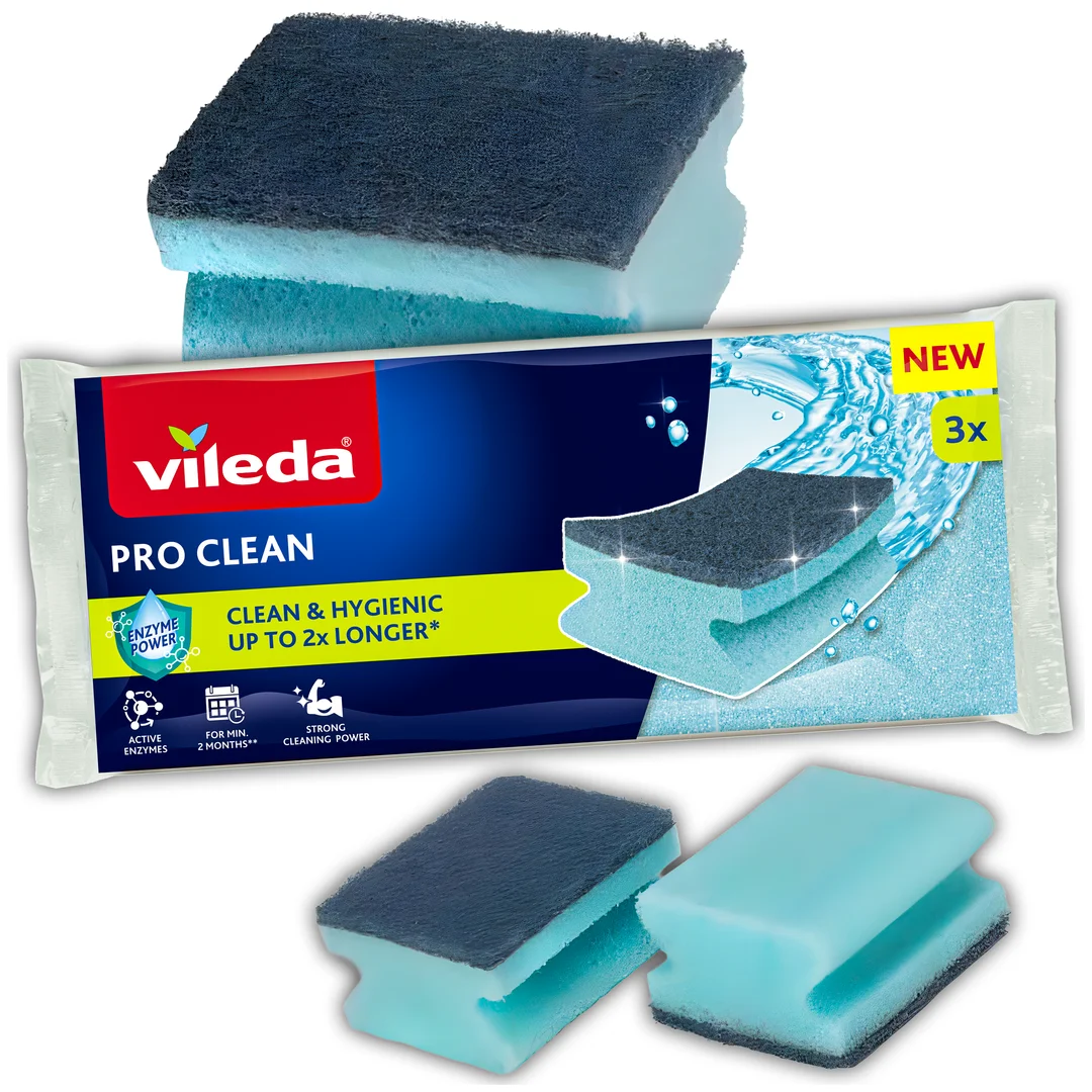 Zmywak profilowany z enzymami Vileda Pro Clean 3 szt. — zdjęcie 2