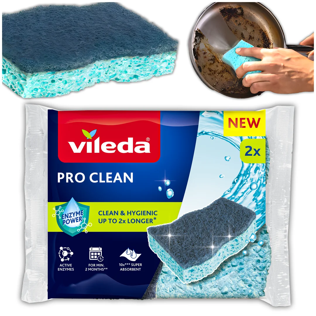 Zmywak wiskozowy z enzymami Vileda Pro Clean 2 szt. — zdjęcie 2