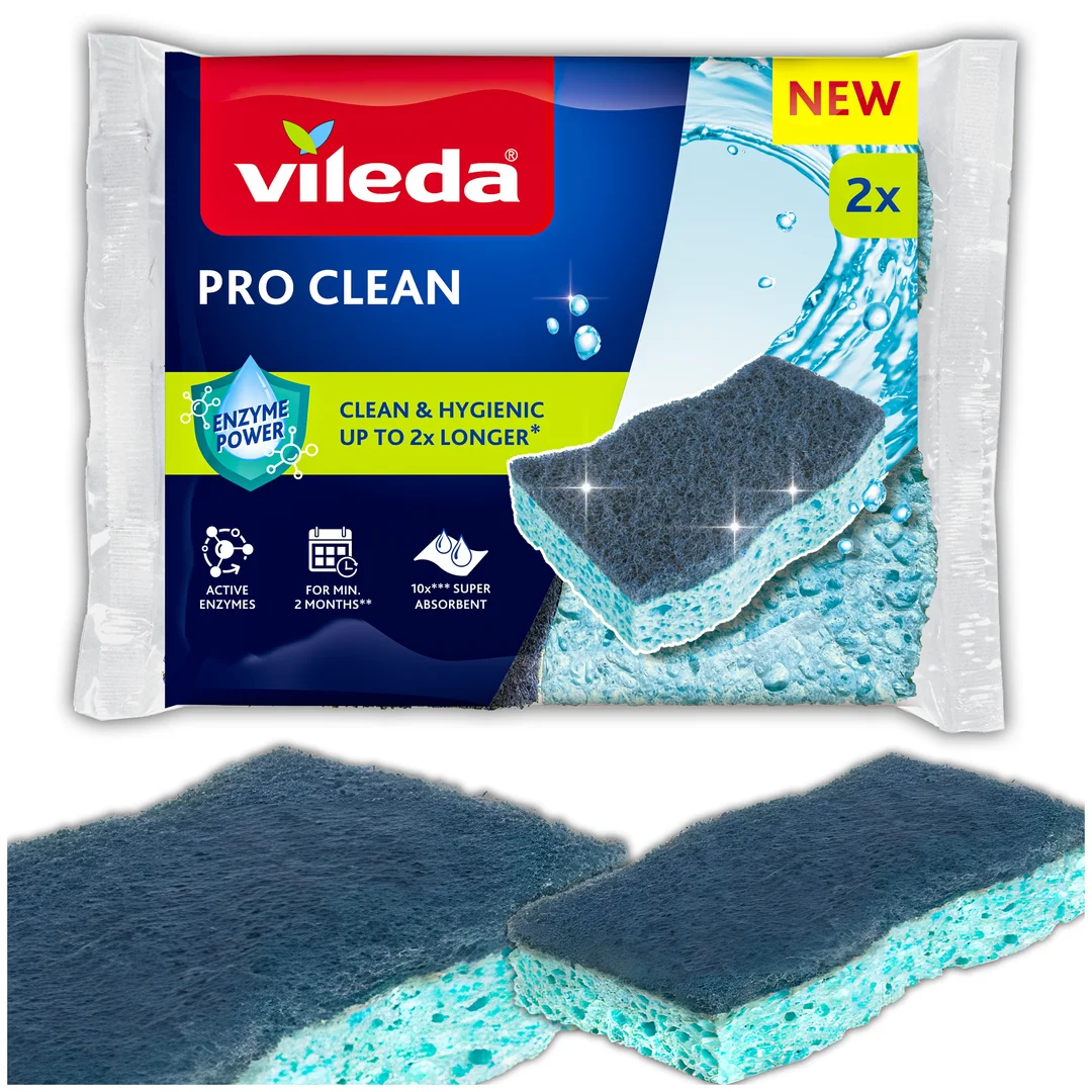 Zmywak wiskozowy z enzymami Vileda Pro Clean 2 szt. — zdjęcie 3
