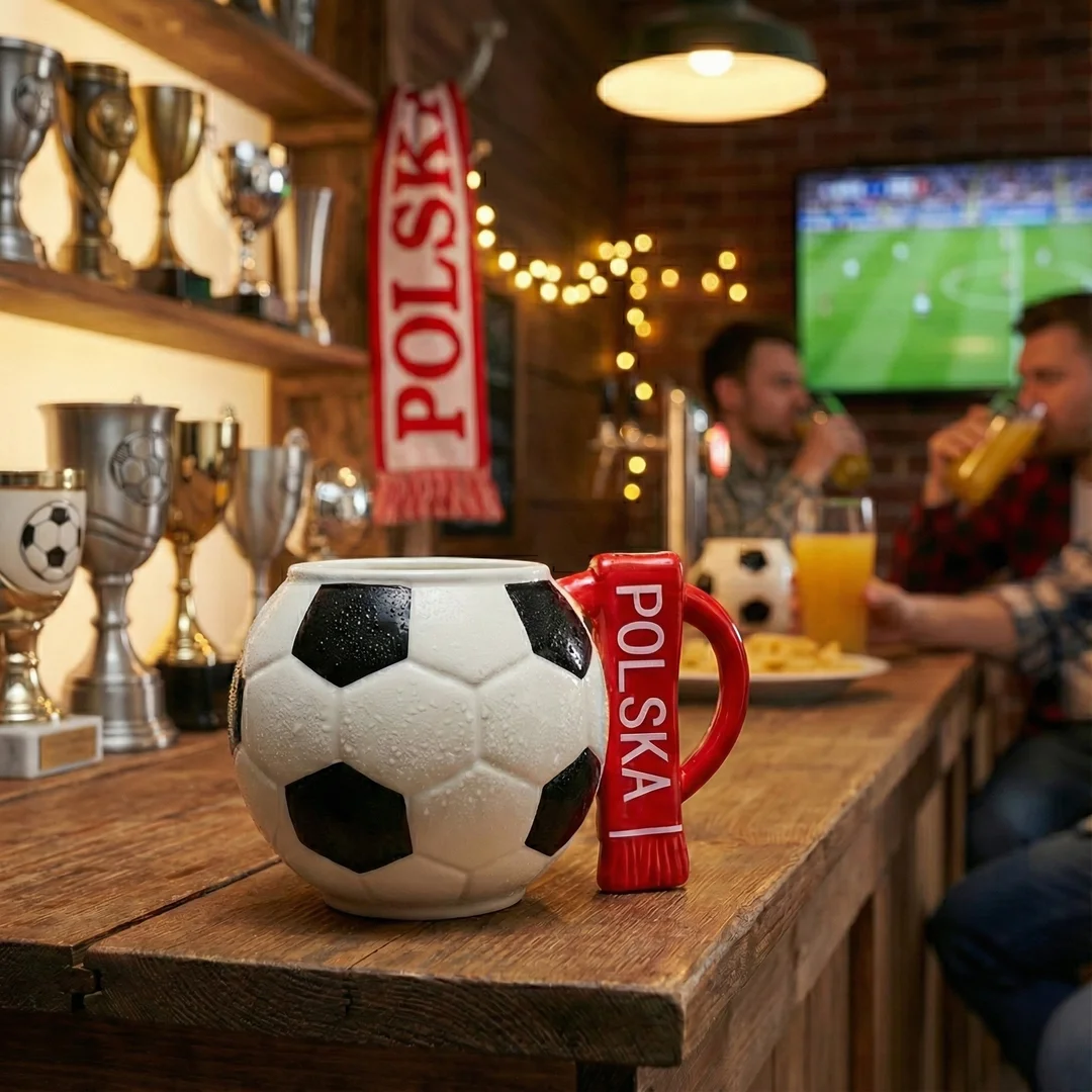 Kubek piłka z szalikiem - Polska i podkładka piłkarska - XXL 700 ml — zdjęcie 6