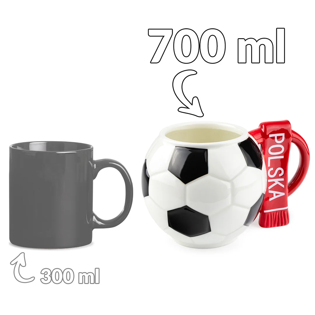 Kubek piłka z szalikiem - Polska i podkładka piłkarska - XXL 700 ml — zdjęcie 8