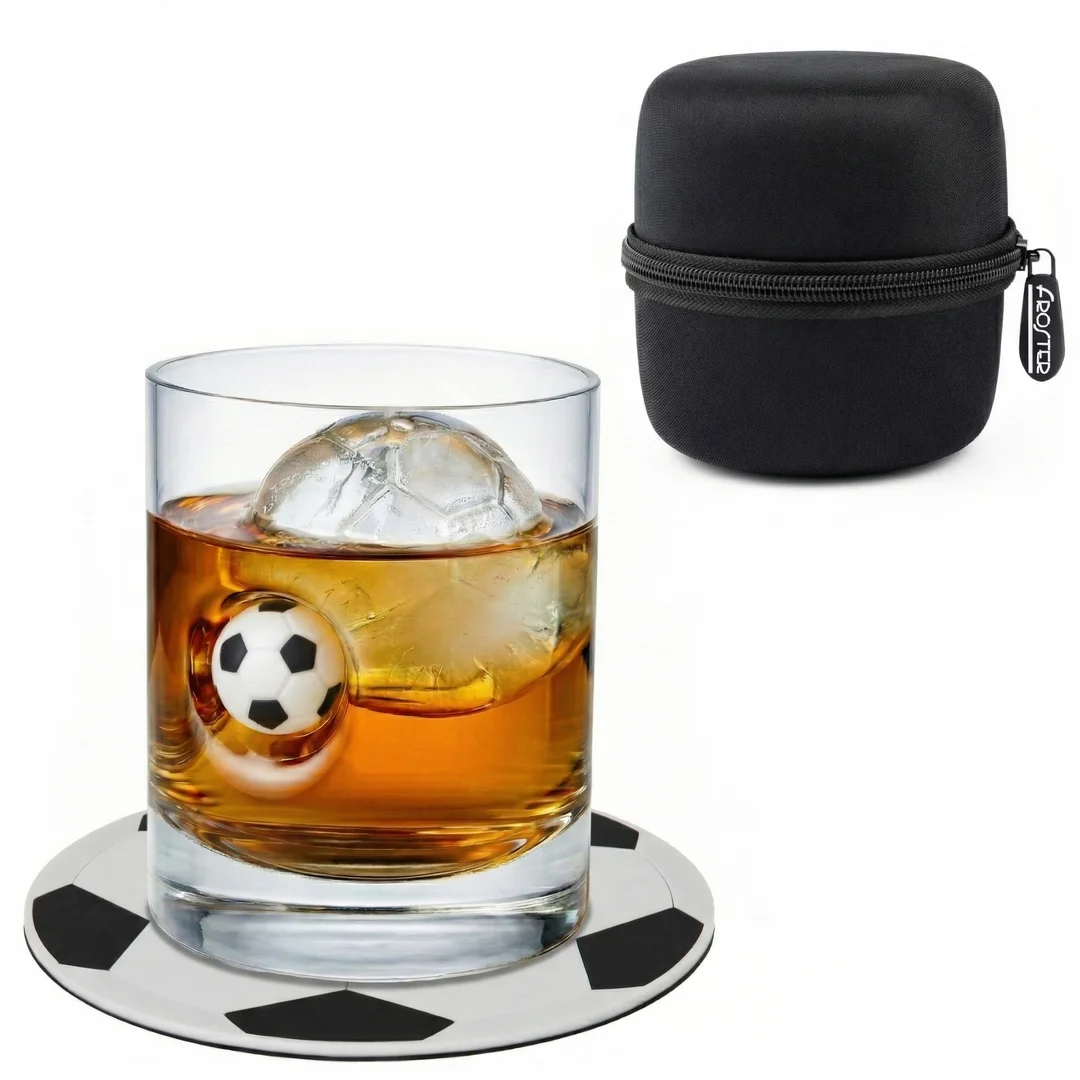 Szklanka do whisky z piłką i podkładka piłka — zdjęcie 2