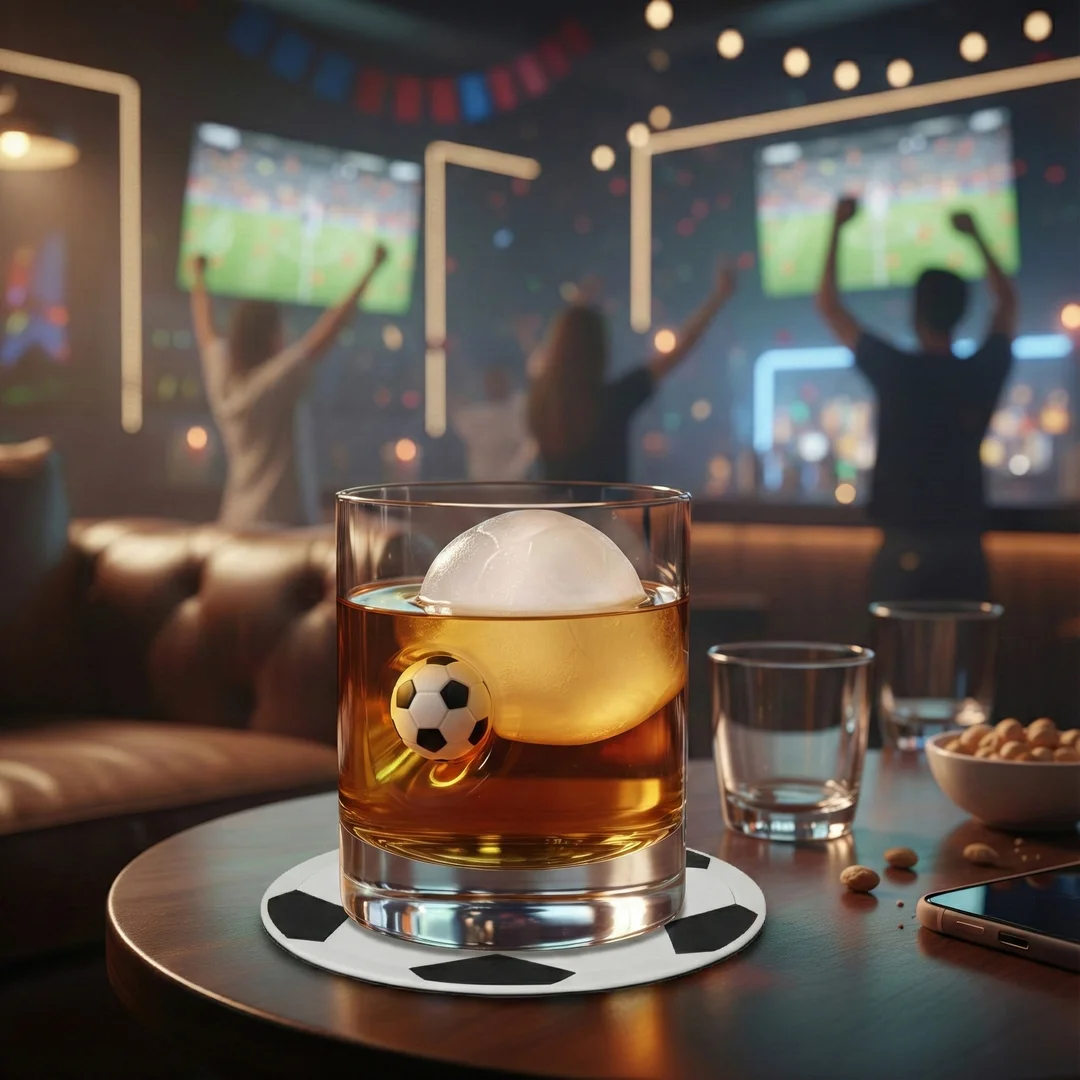 Szklanka do whisky z piłką i podkładka piłka — zdjęcie 7