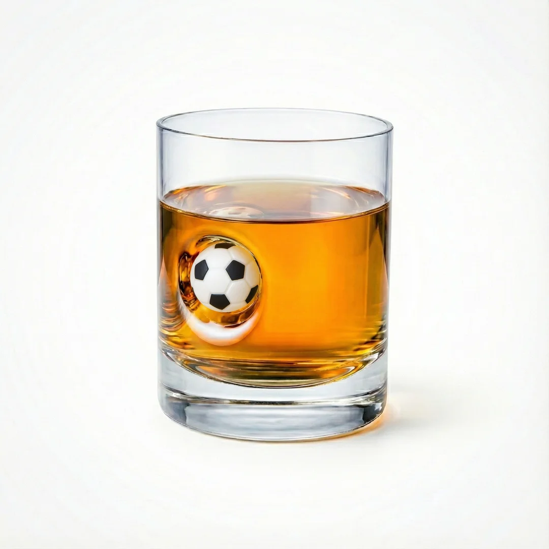 Szklanka do whisky z piłką i podkładka piłka — zdjęcie 9