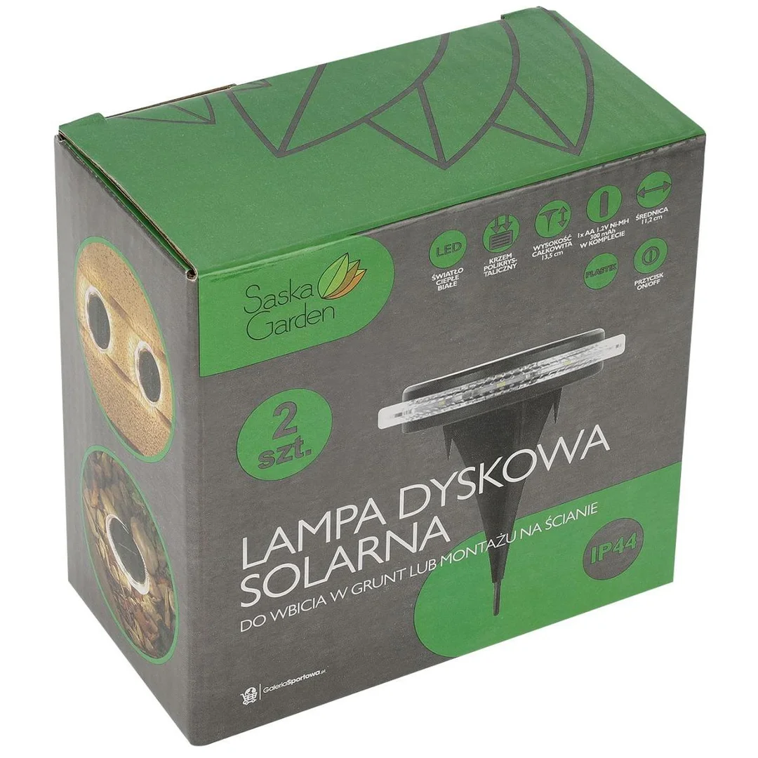 LAMPY SOLARNE DYSKOWE DO WBICIA W GRUNT LUB MONTAŻU NA ŚCIANIE KPL.2SZT - 34