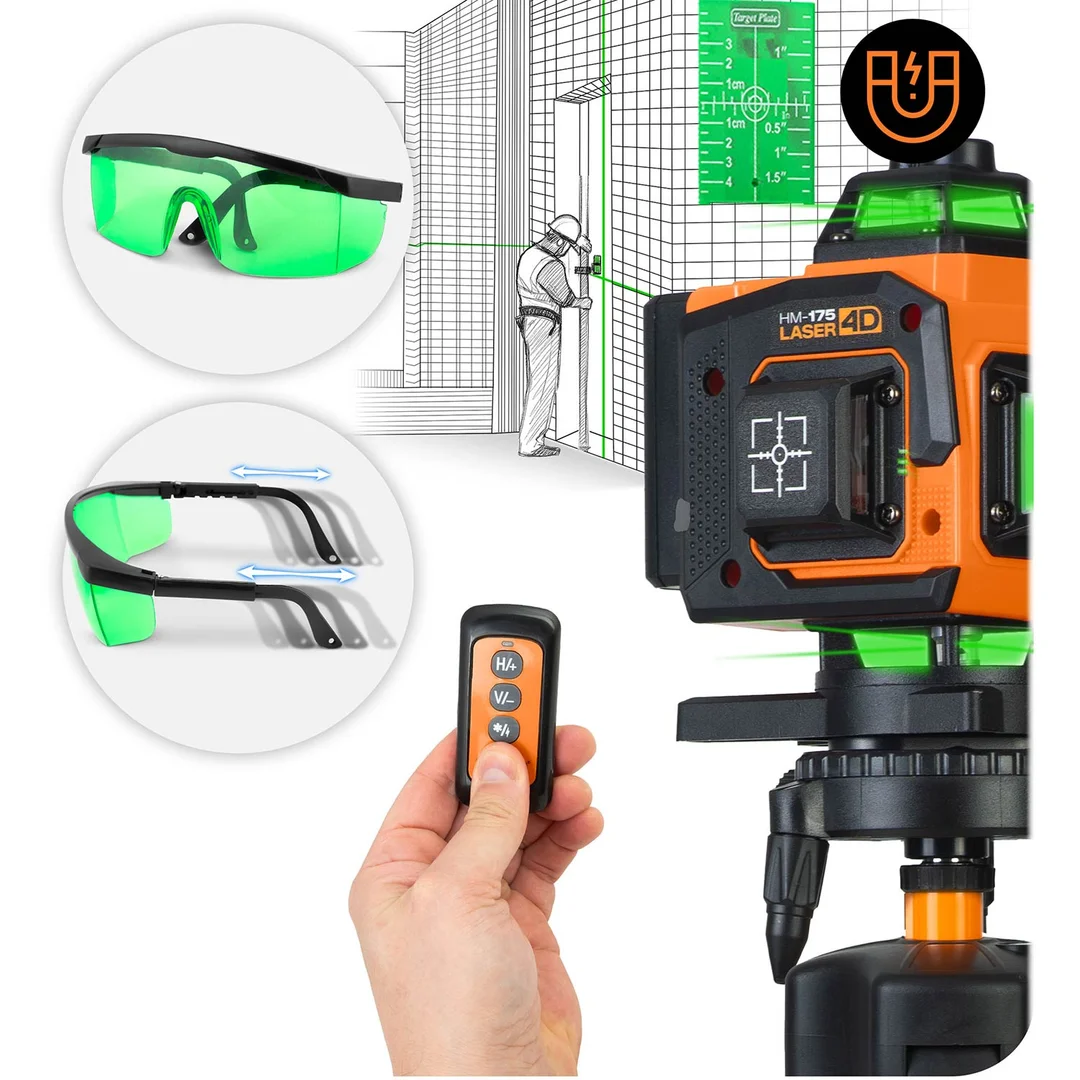 Poziomica laserowa laser krzyżowy w walizce + akcesoria Humberg HM-175 - 18