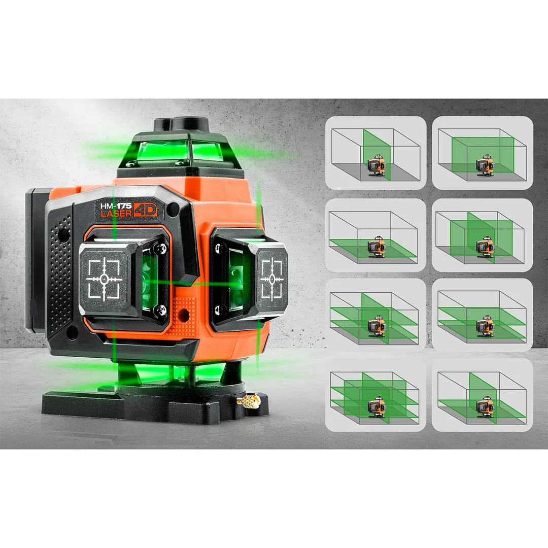 Poziomica laserowa laser krzyżowy w walizce + akcesoria Humberg HM-175 - 4