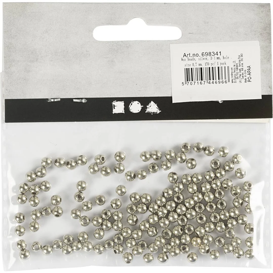Koraliki plastikowe srebrne D: 4 mm — zdjęcie 3